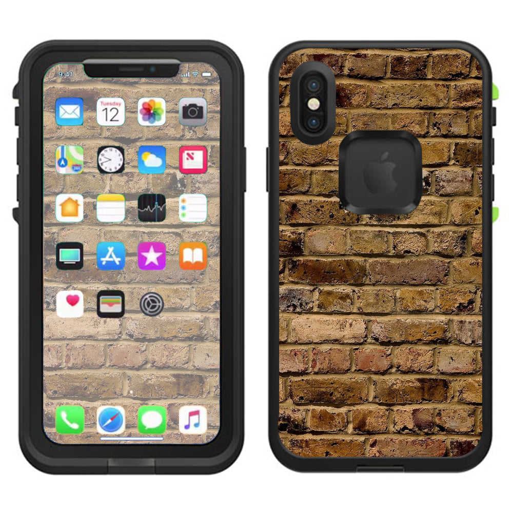  Brown Rough Brick Wall  Lifeproof Fre Case iPhone X Skin