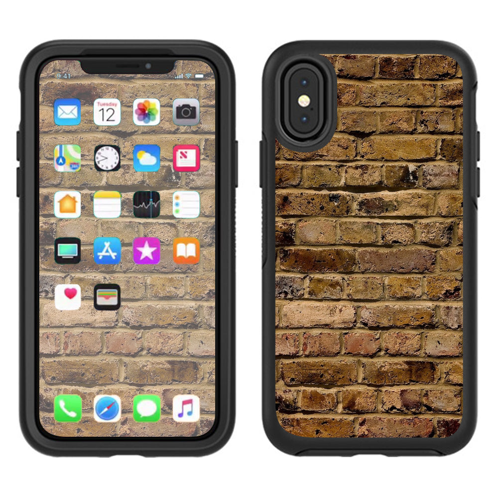  Brown Rough Brick Wall  Otterbox Defender Apple iPhone X Skin