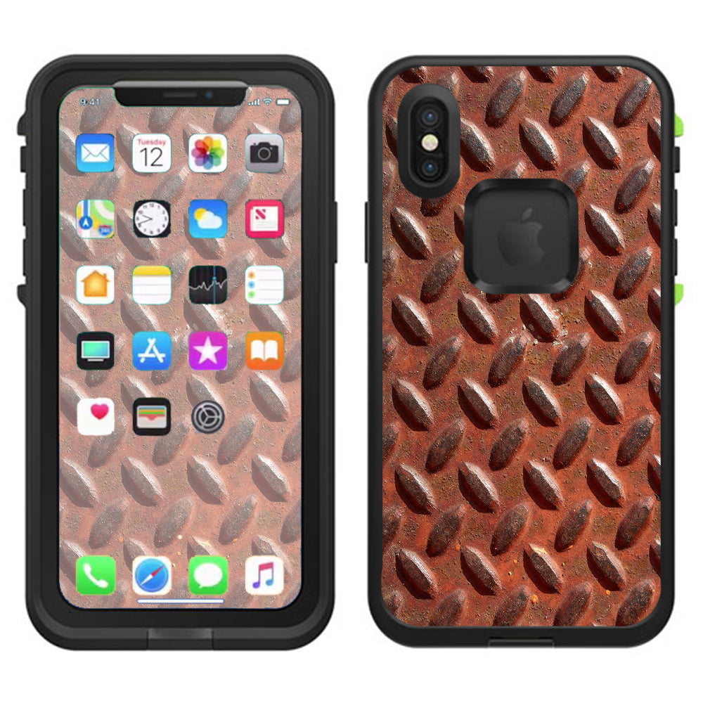  Rusted Diamond Plate Metal Panel Rust Lifeproof Fre Case iPhone X Skin