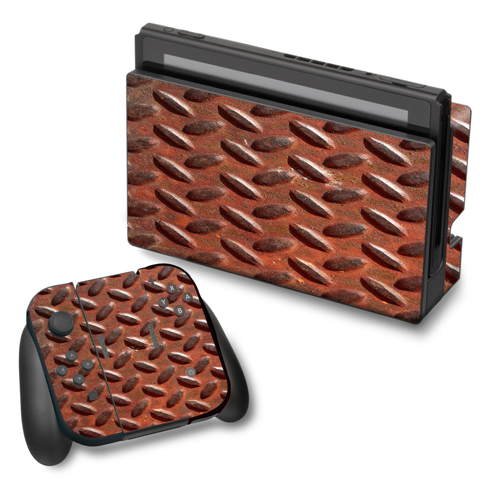  Rusted Diamond Plate Metal Panel Rust Nintendo Switch Skin