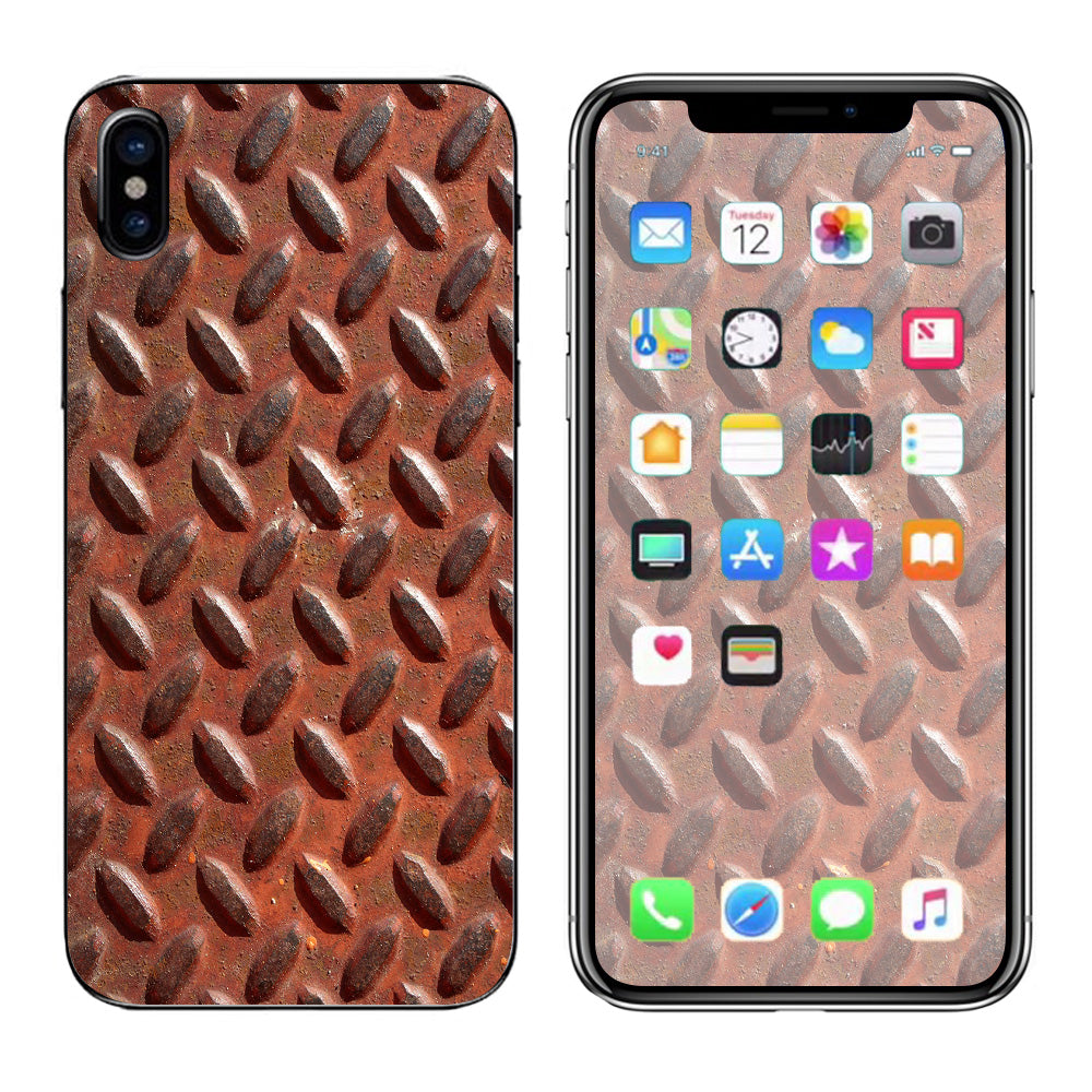  Rusted Diamond Plate Metal Panel Rust Apple iPhone X Skin