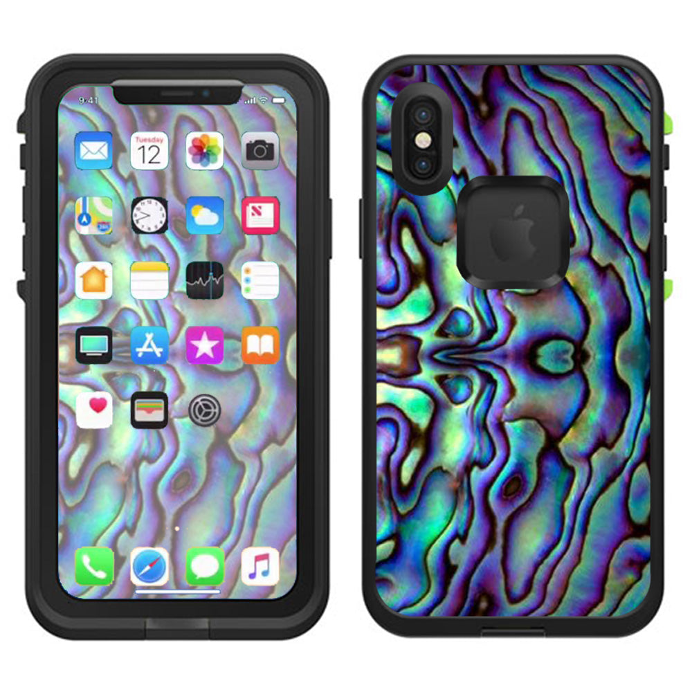  Abalone Sea Shell Green Blue Purple Lifeproof Fre Case iPhone X Skin