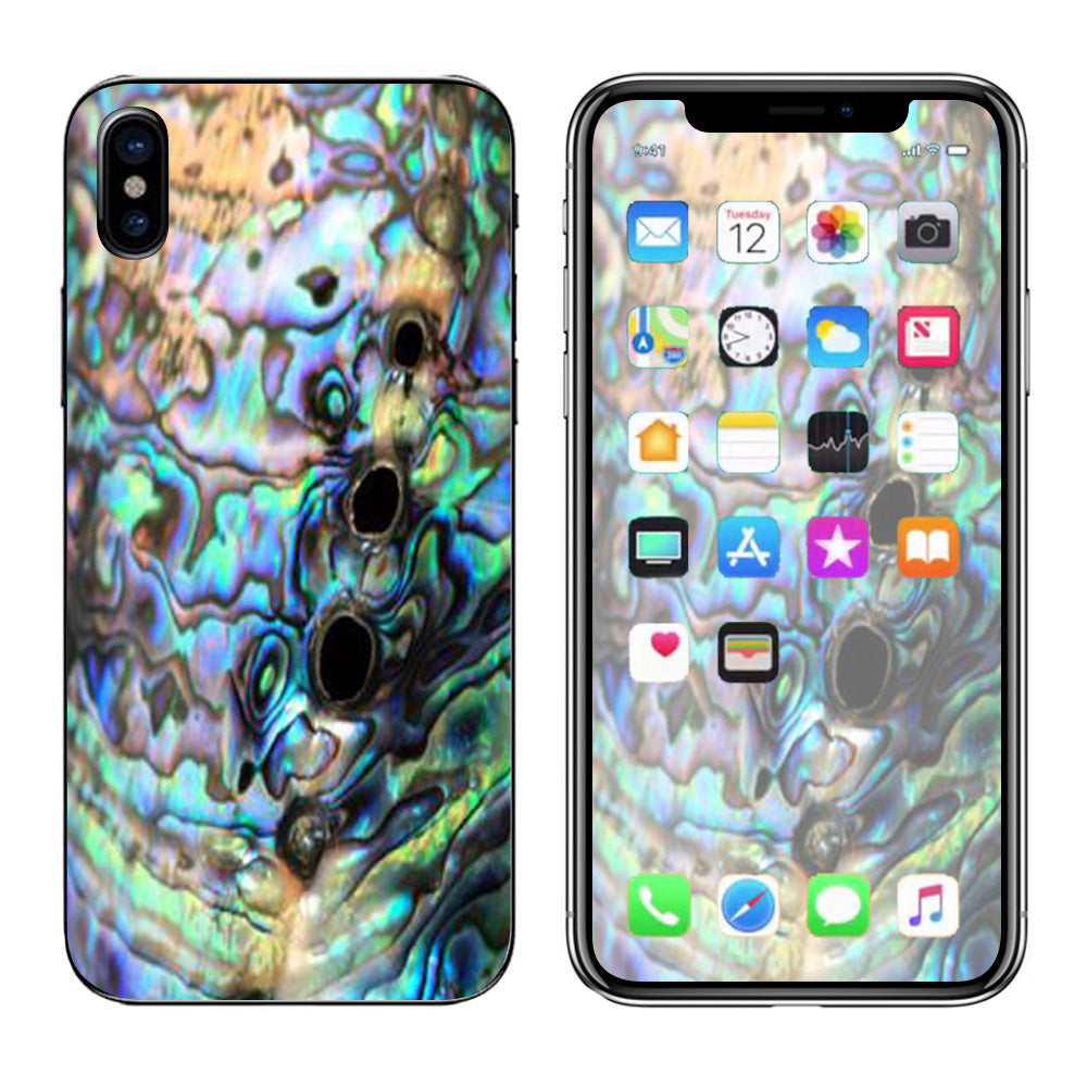  Abalone Swirl Shell Design Blue Apple iPhone X Skin
