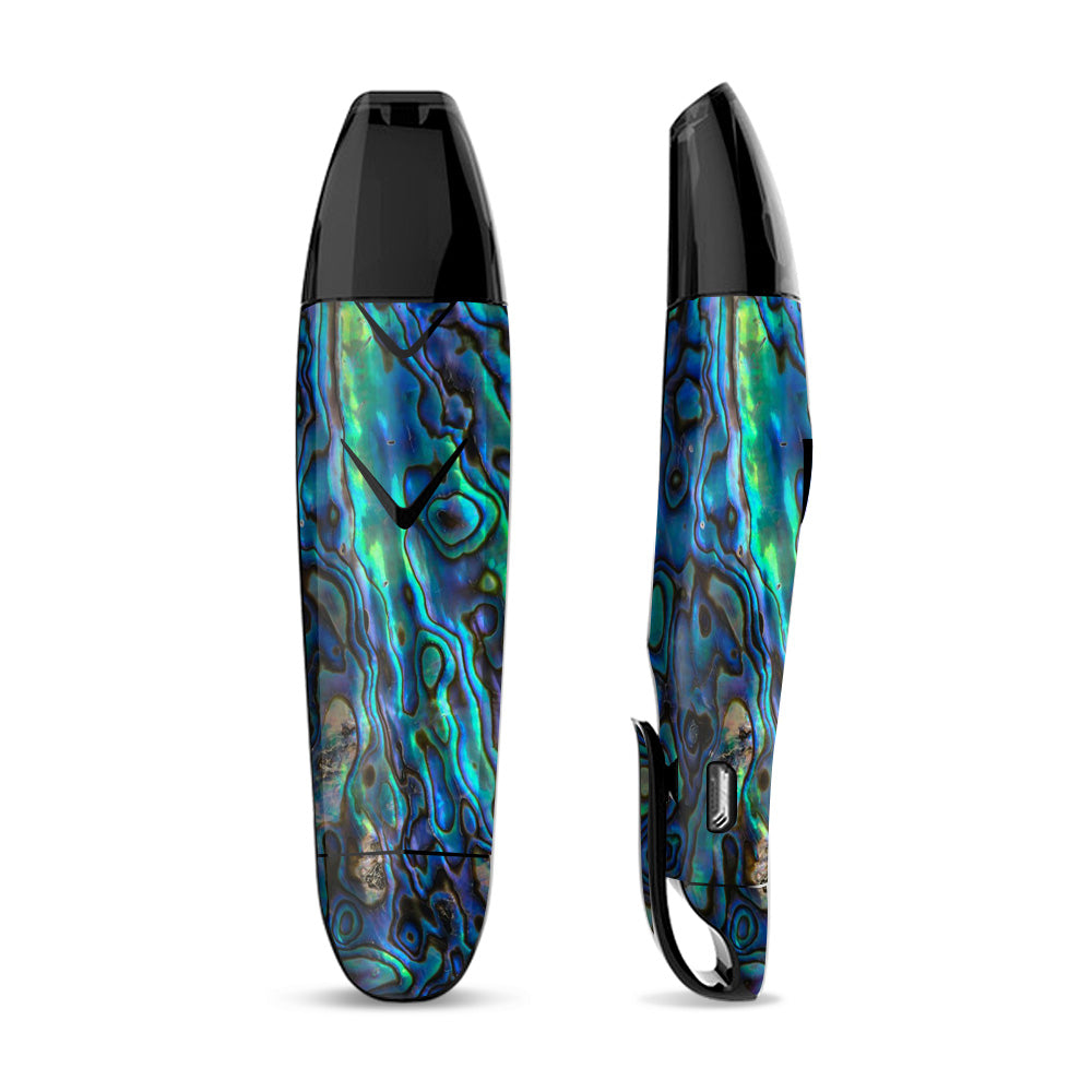 Skin Decal for Suorin Vagon  Vape / Abalone Shell Green Swirl Blue Gold