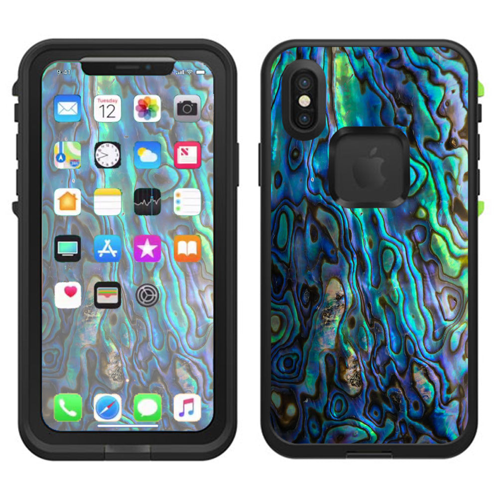  Abalone Shell Green Swirl Blue Gold Lifeproof Fre Case iPhone X Skin