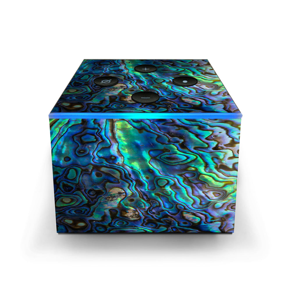  Abalone Shell Green Swirl Blue Gold Amazon Fire TV Cube Skin