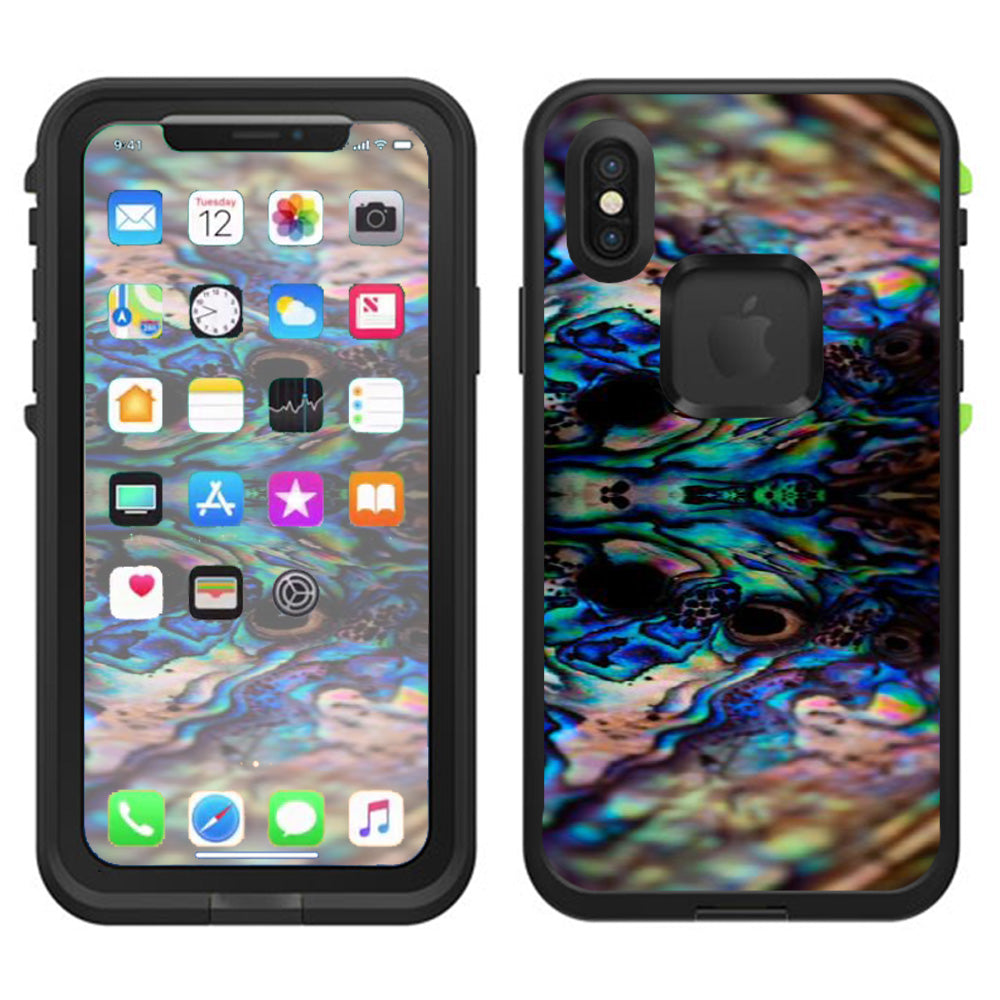  Abalone Sea Shell Gold Blues Beautiful Lifeproof Fre Case iPhone X Skin