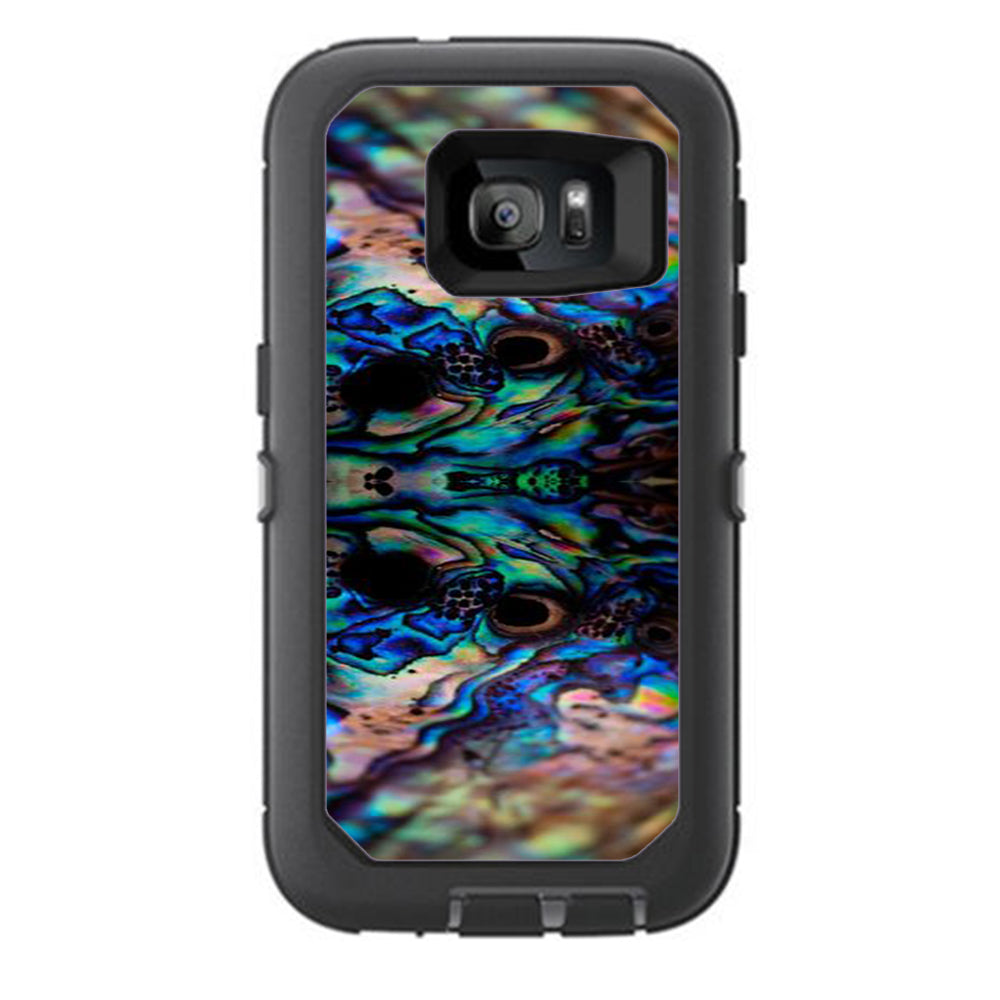  Abalone Blue Black Shell Design Otterbox Defender Samsung Galaxy S7 Skin