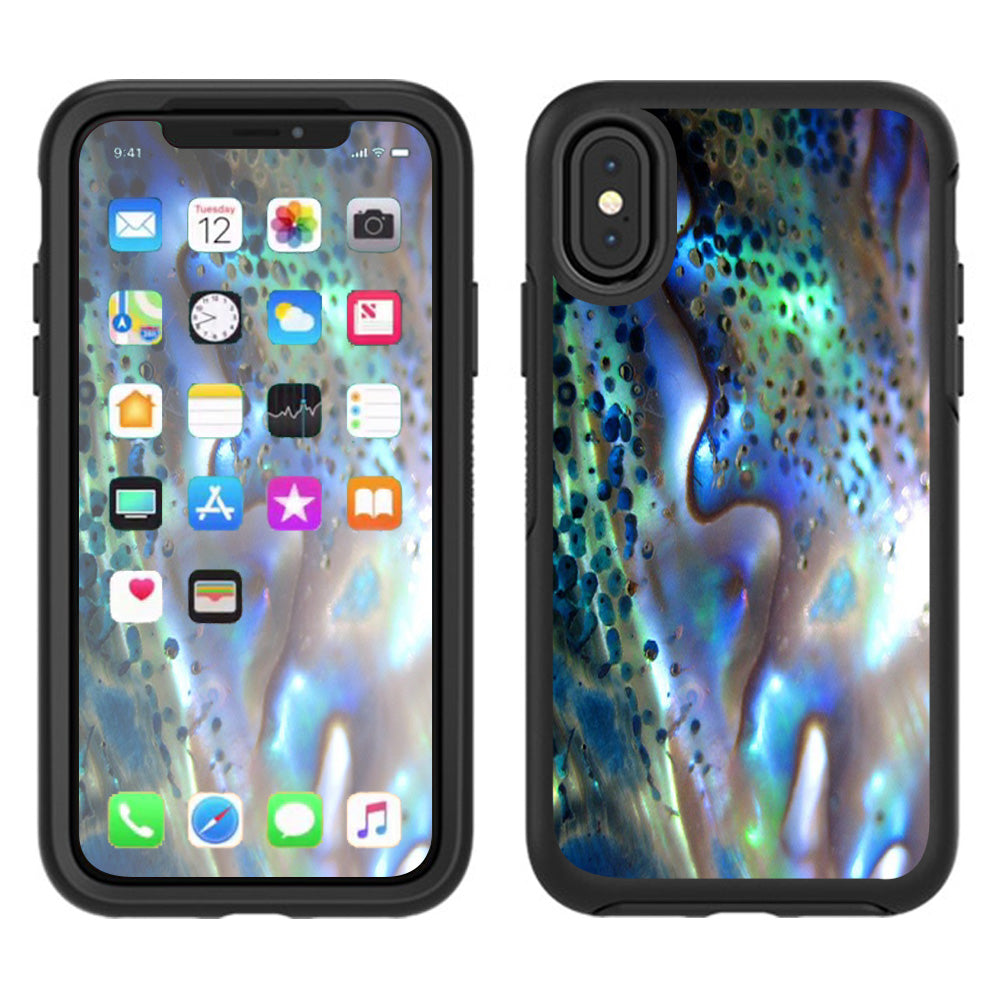  Abalone Pearl Sea Shell Green Blue Otterbox Defender Apple iPhone X Skin