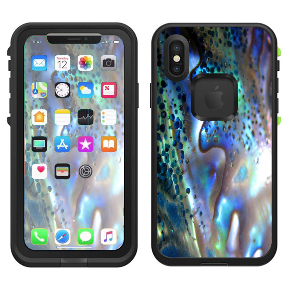  Abalone Pearl Sea Shell Green Blue Lifeproof Fre Case iPhone X Skin