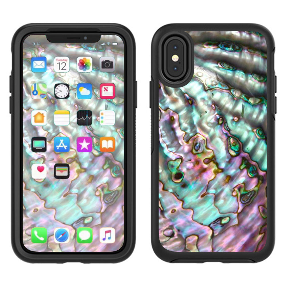  Abalone Pink Green Purple Sea Shell  Otterbox Defender Apple iPhone X Skin