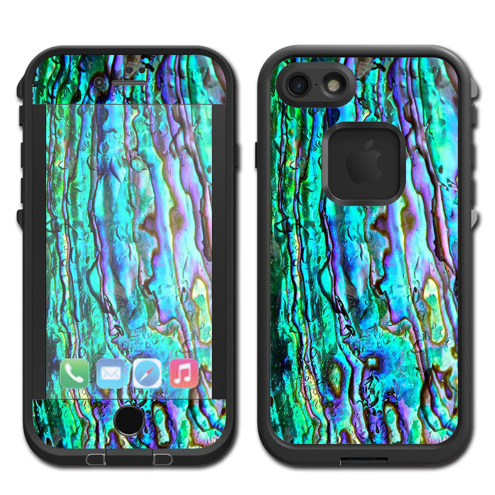  Abalone Ripples Green Blue Purple Shells Lifeproof Fre iPhone 7 or iPhone 8 Skin