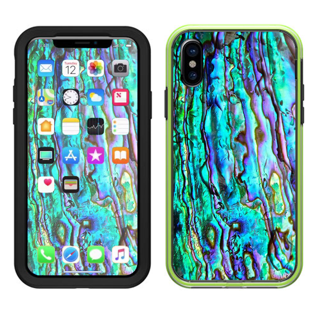  Abalone Ripples Green Blue Purple Shells Lifeproof Slam Case iPhone X Skin