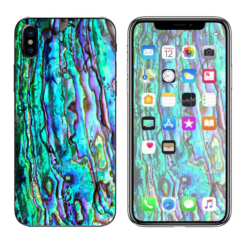  Abalone Ripples Green Blue Purple Shells Apple iPhone X Skin