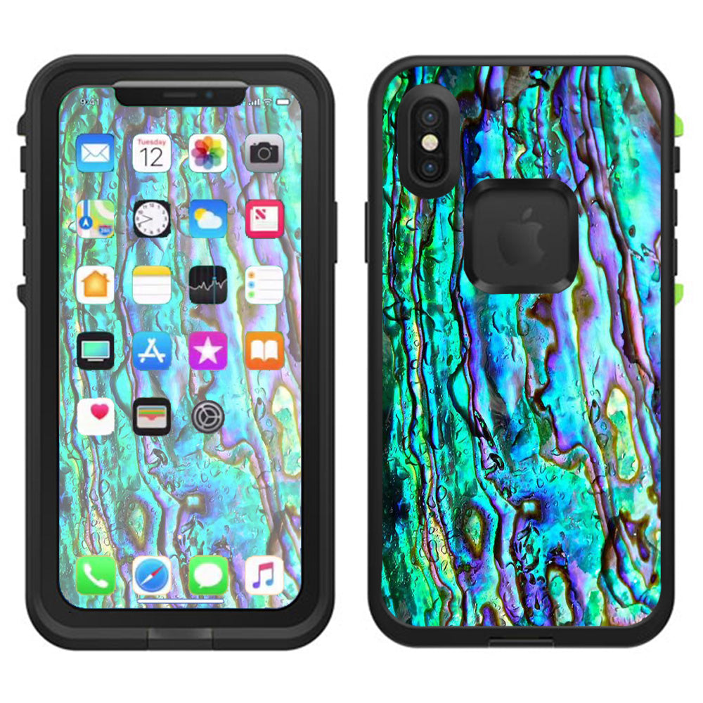  Abalone Ripples Green Blue Purple Shells Lifeproof Fre Case iPhone X Skin