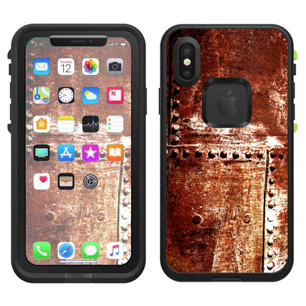  Rusted Metal Panels Rivets Rust Lifeproof Fre Case iPhone X Skin