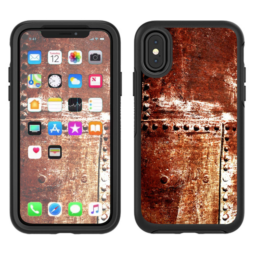  Rusted Metal Panels Rivets Rust Otterbox Defender Apple iPhone X Skin