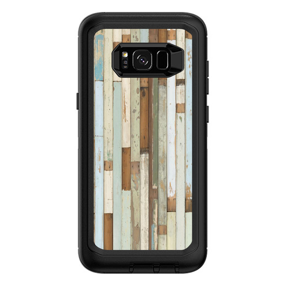  Beach Wood Panels Teal White Wash Otterbox Defender Samsung Galaxy S8 Plus Skin