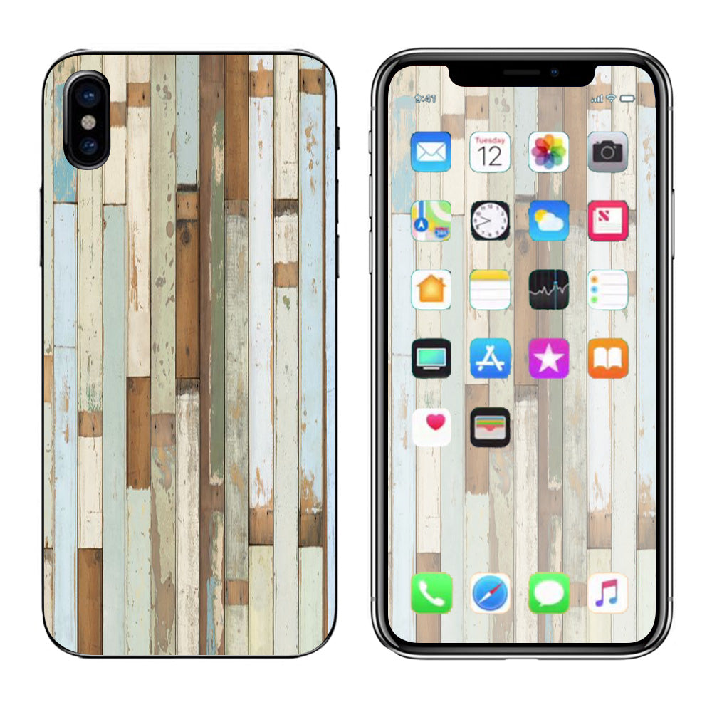  Beach Wood Panels Teal White Wash Apple iPhone X Skin