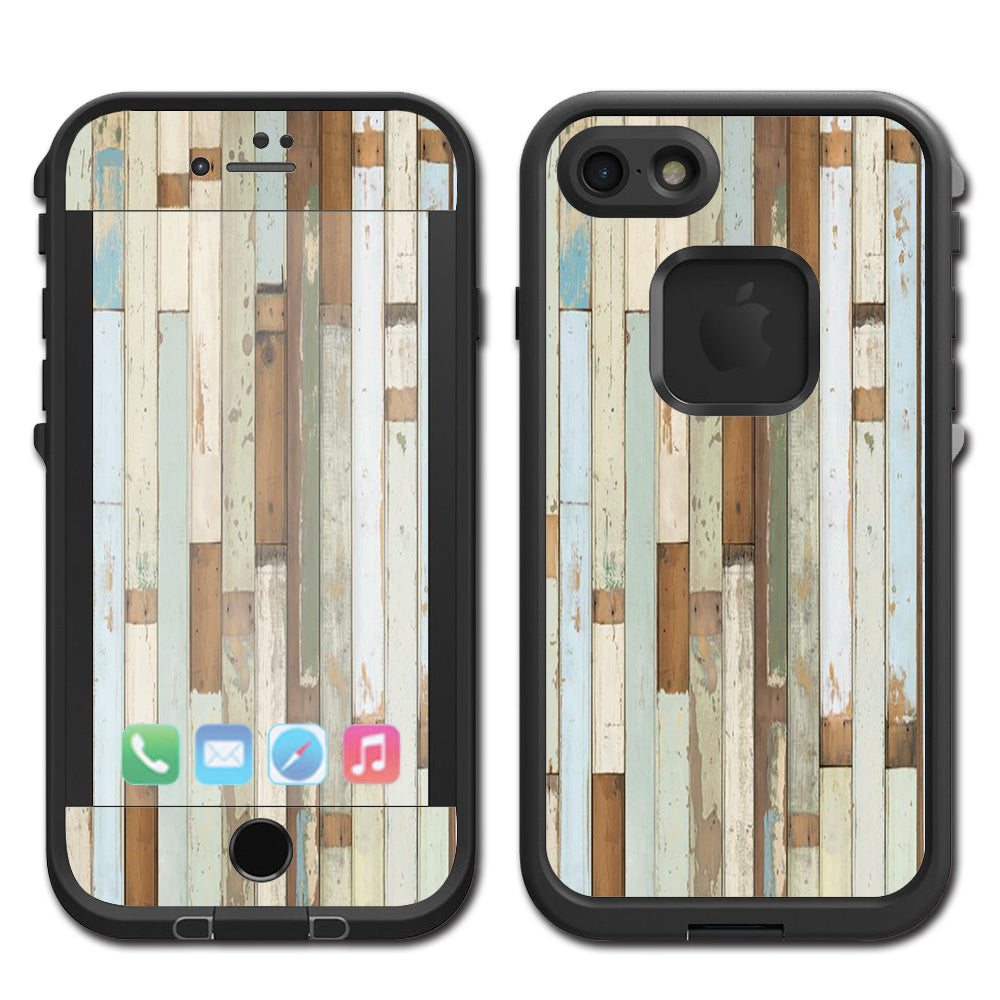  Beach Wood Panels Teal White Wash Lifeproof Fre iPhone 7 or iPhone 8 Skin