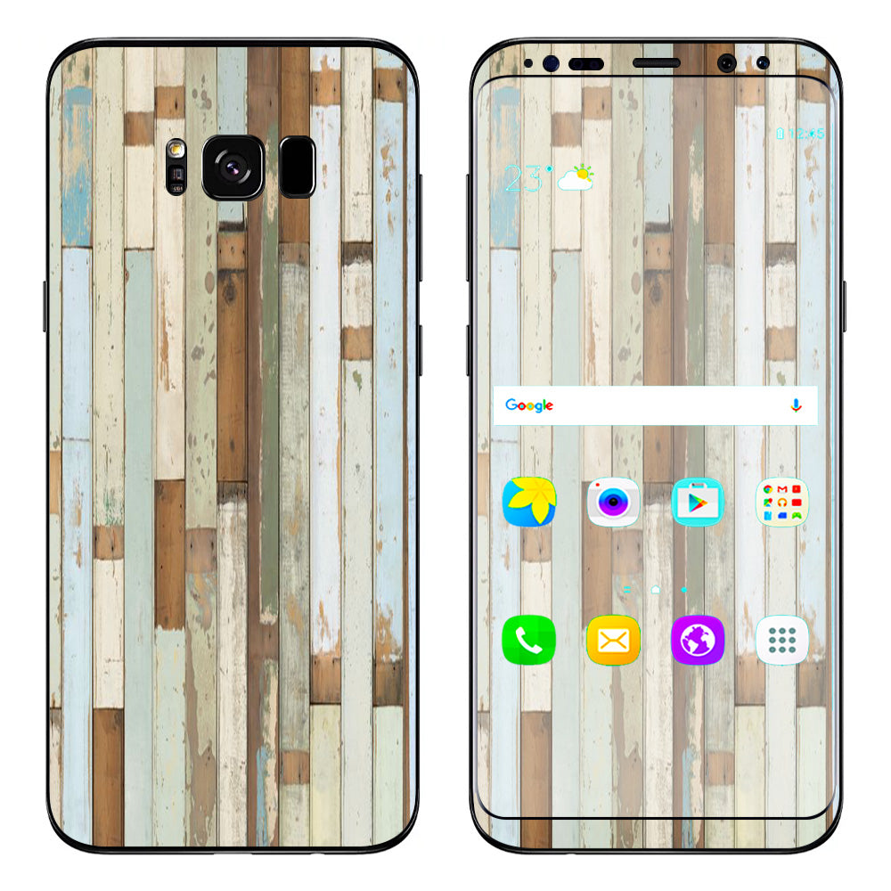  Beach Wood Panels Teal White Wash Samsung Galaxy S8 Plus Skin