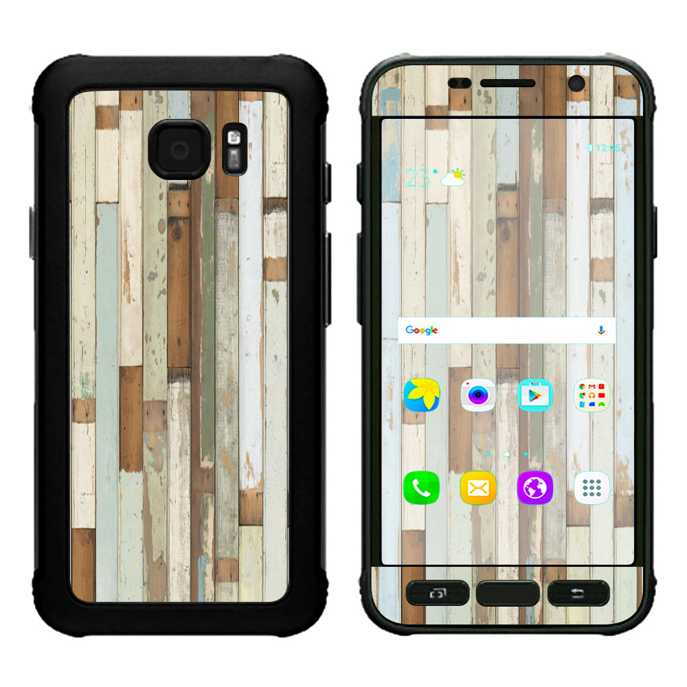  Beach Wood Panels Teal White Wash Samsung Galaxy S7 Active Skin