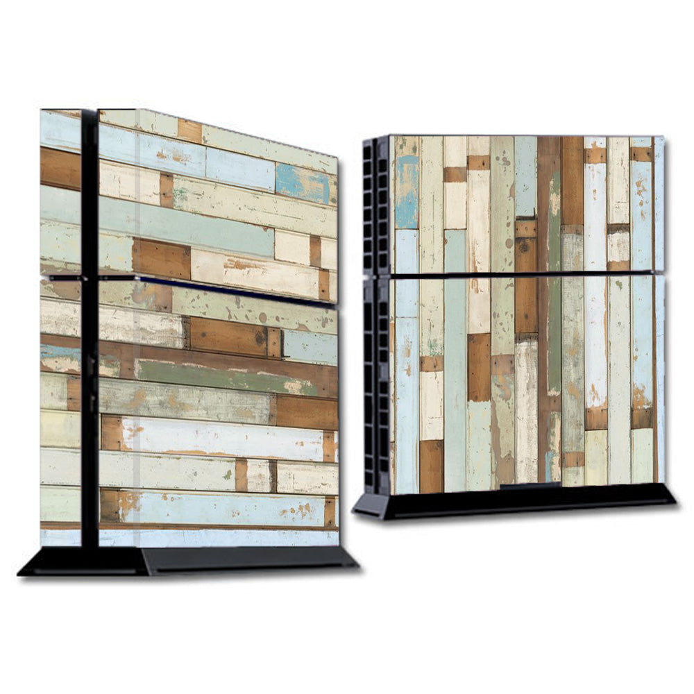  Beach Wood Panels Teal White Wash Sony Playstation PS4 Skin