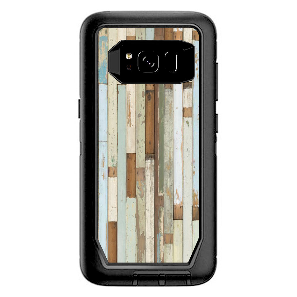  Beach Wood Panels Teal White Wash Otterbox Defender Samsung Galaxy S8 Skin