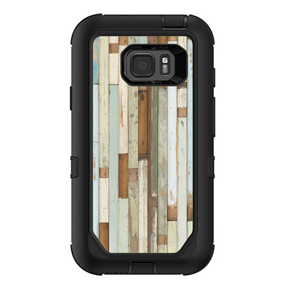  Beach Wood Panels Teal White Wash Otterbox Defender Samsung Galaxy S7 Active Skin