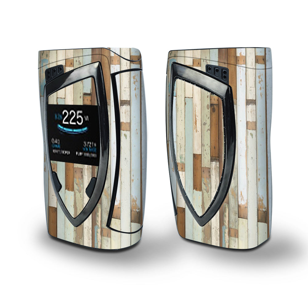 Skin Decal Vinyl Wrap for Smok Devilkin Kit 225w (includes TFV12 Prince Tank Skins) Vape Skins Stickers Cover / Beach Wood Panels Teal White Wash