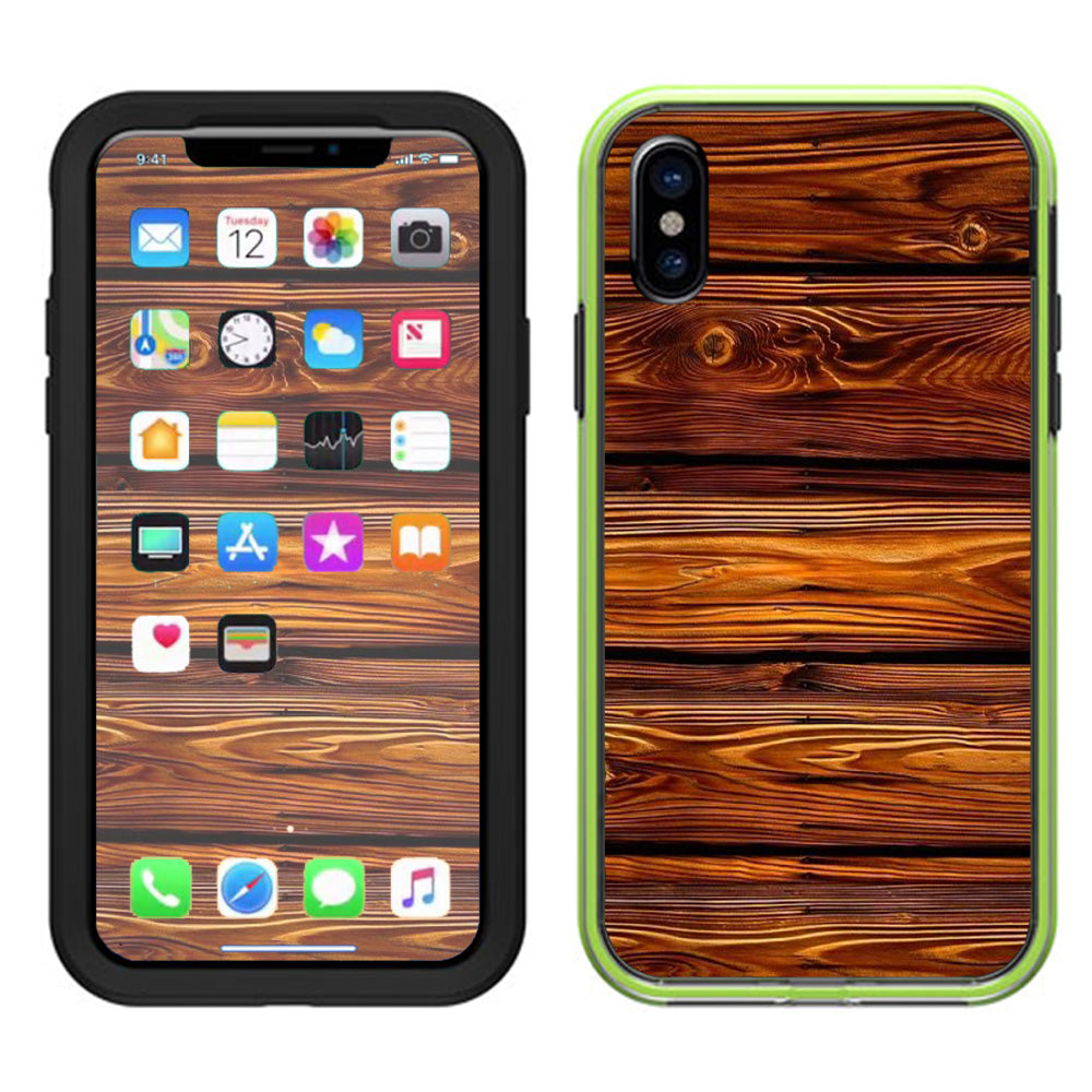  Red Deep Mahogany Wood Pattern Lifeproof Slam Case iPhone X Skin