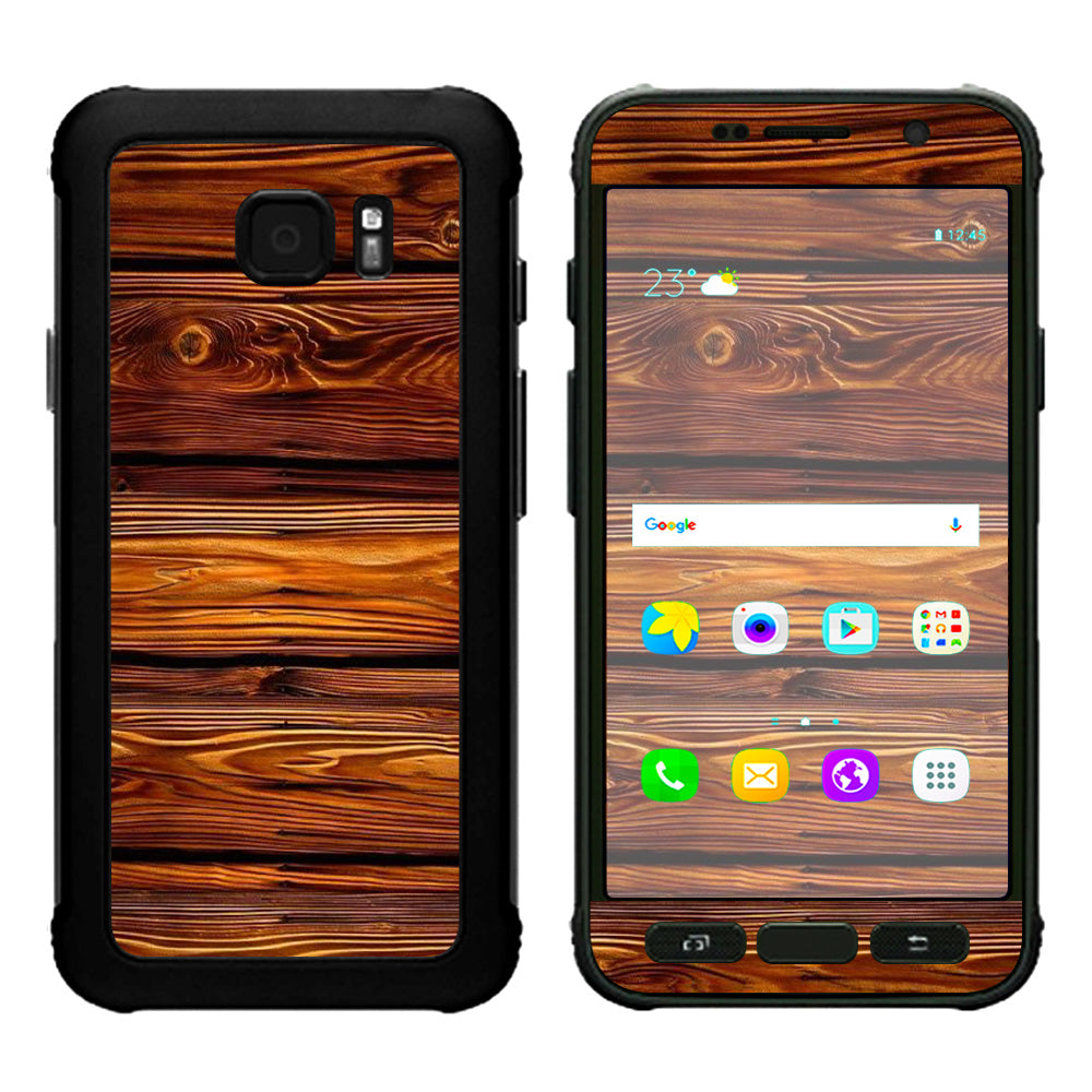  Red Deep Mahogany Wood Pattern Samsung Galaxy S7 Active Skin
