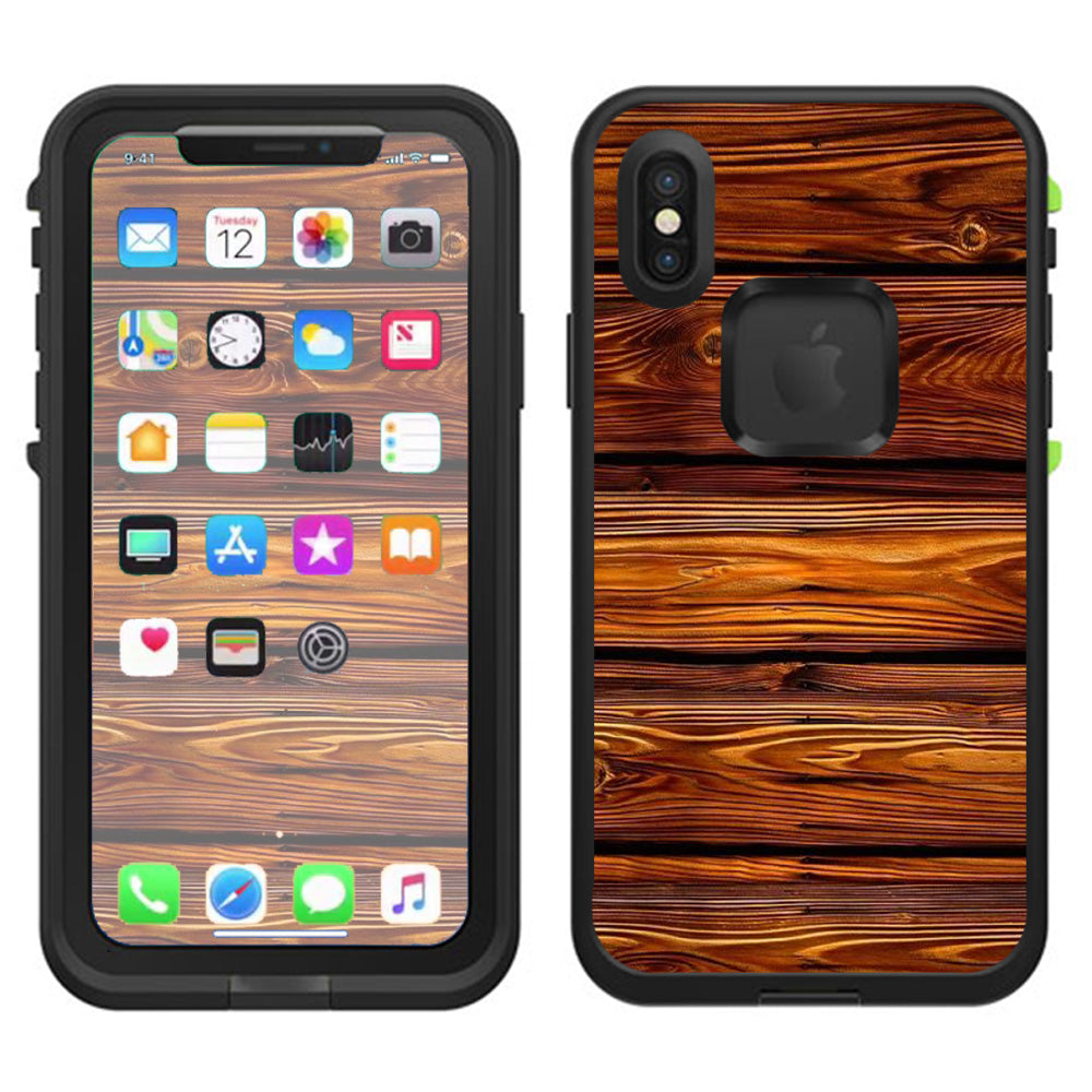  Red Deep Mahogany Wood Pattern Lifeproof Fre Case iPhone X Skin