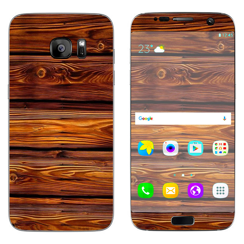  Red Deep Mahogany Wood Pattern Samsung Galaxy S7 Edge Skin