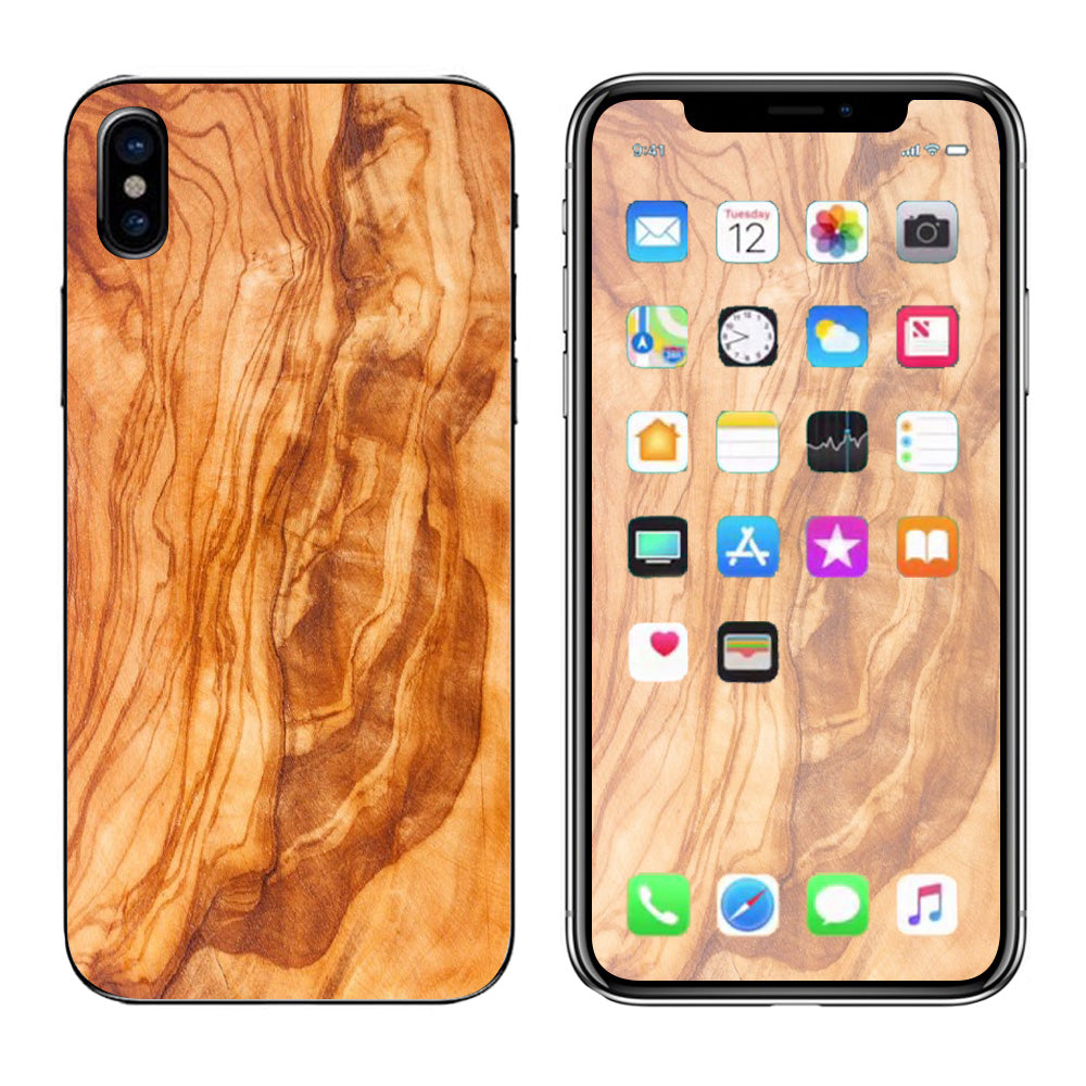  Marble Wood Design Cherry Mahogany Apple iPhone X Skin