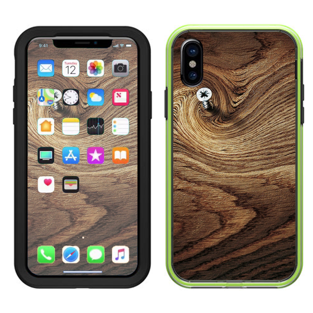  Dark Wood Knot Screw In Walnut Lifeproof Slam Case iPhone X Skin