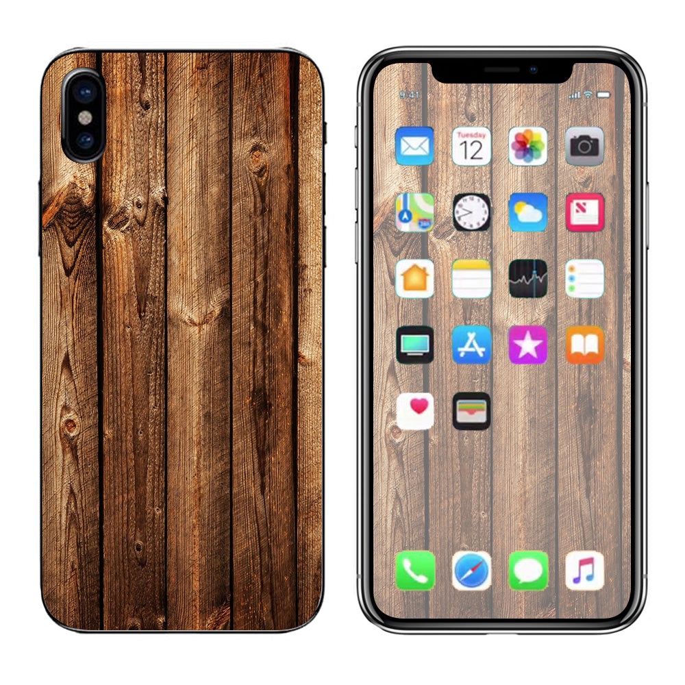  Wood Panels Cherry Oak Apple iPhone X Skin
