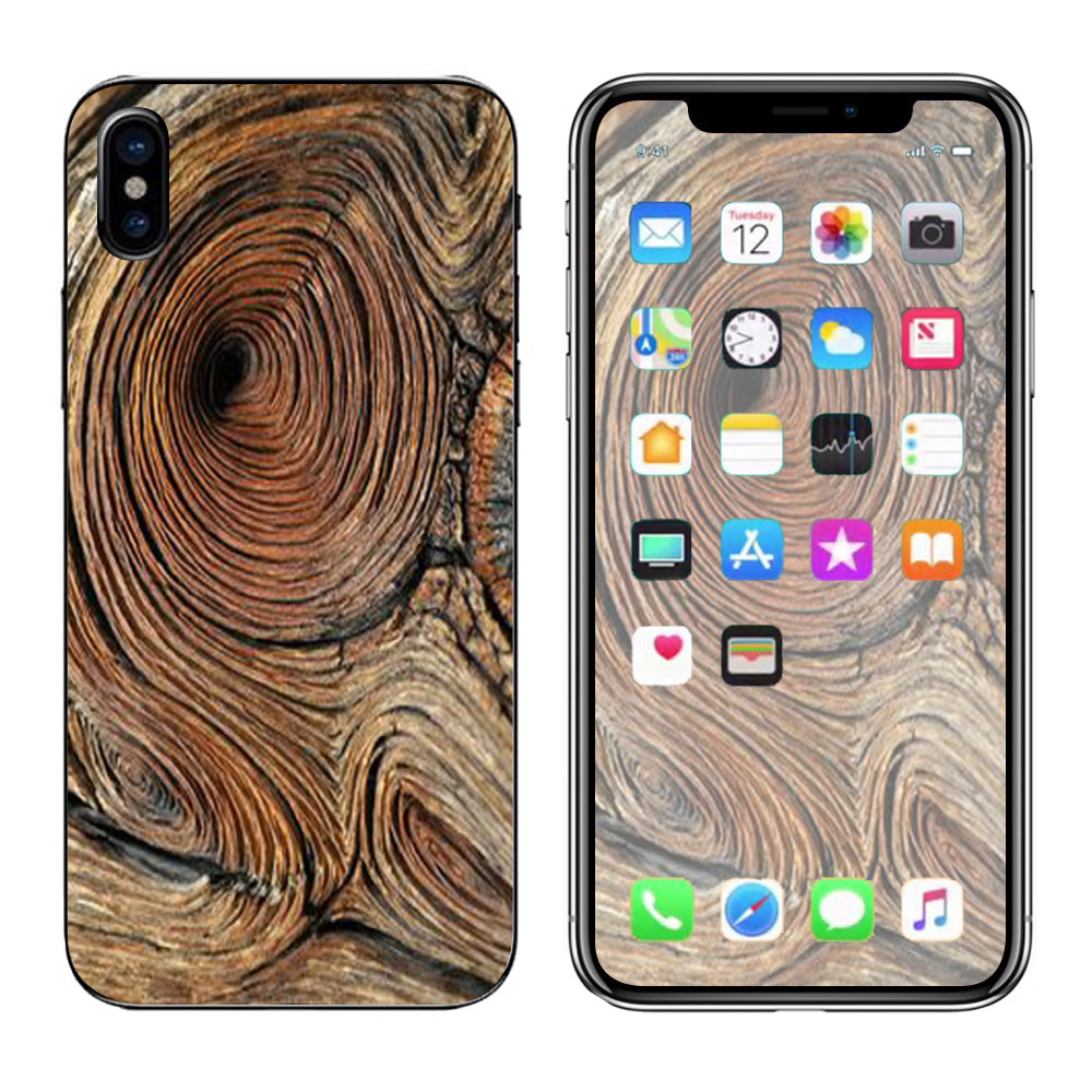  Wood Knot Swirl Log Outdoors Apple iPhone X Skin