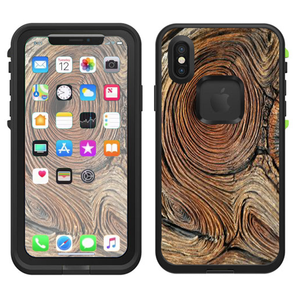  Wood Knot Swirl Log Outdoors Lifeproof Fre Case iPhone X Skin