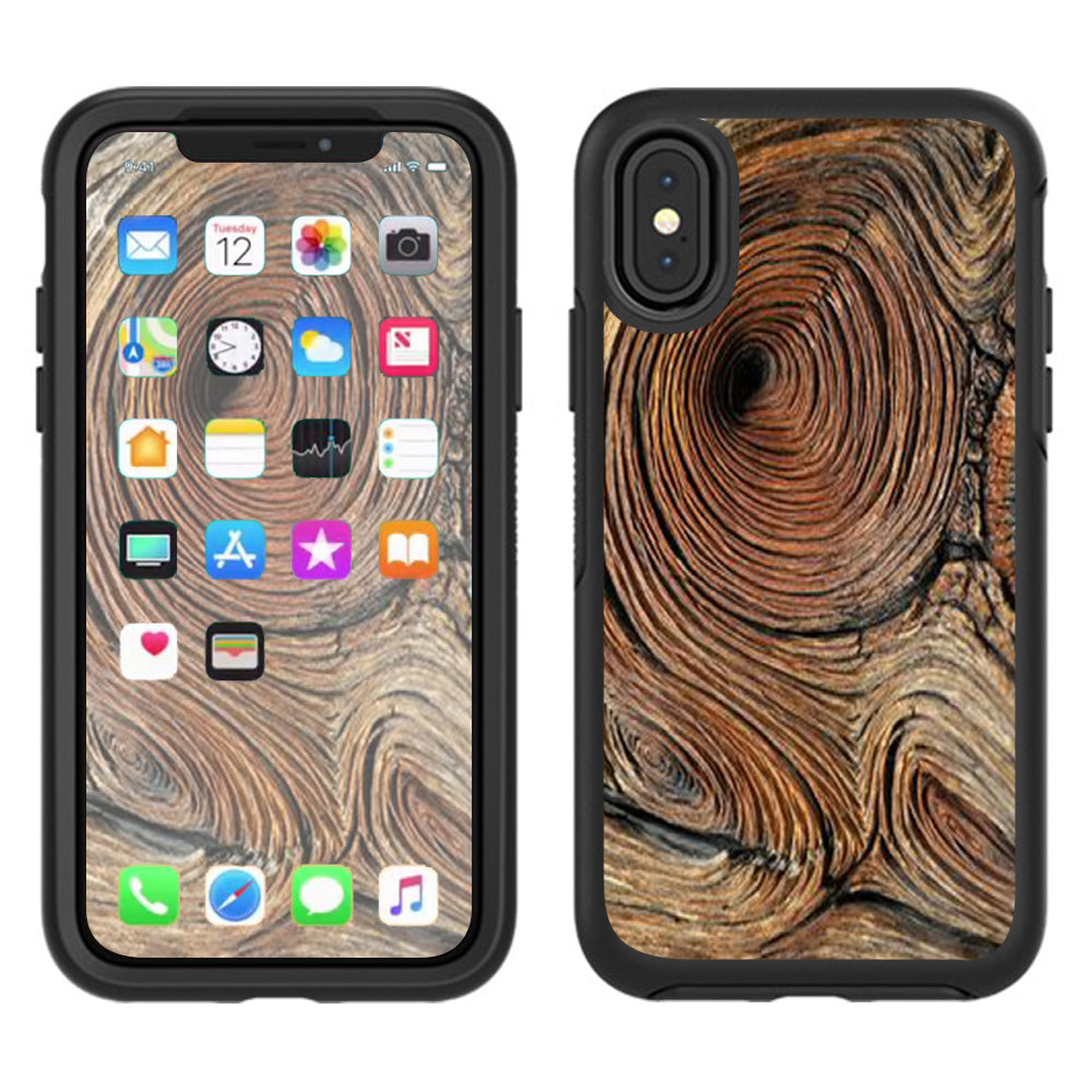 Wood Knot Swirl Log Outdoors Otterbox Defender Apple iPhone X Skin