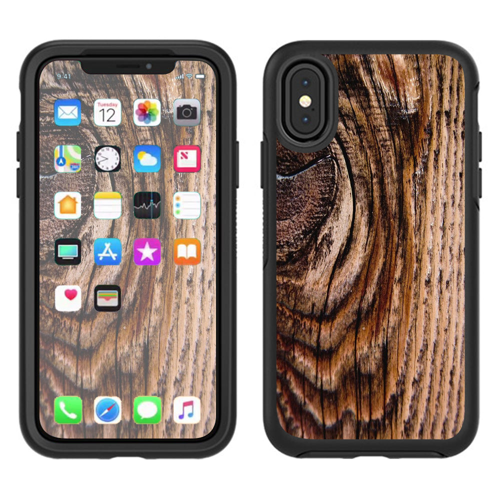  Wood Panel Mahogany Knot Solid Otterbox Defender Apple iPhone X Skin