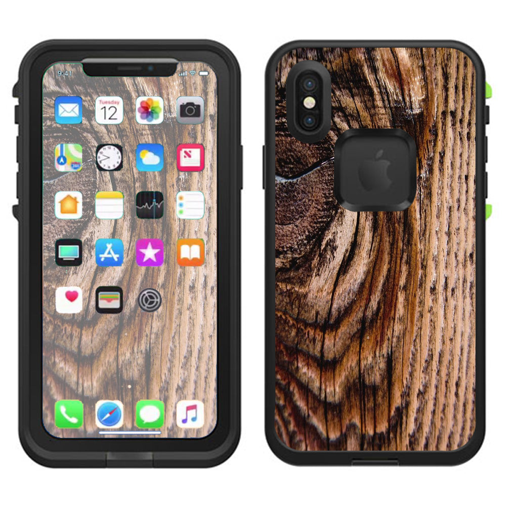  Wood Panel Mahogany Knot Solid Lifeproof Fre Case iPhone X Skin