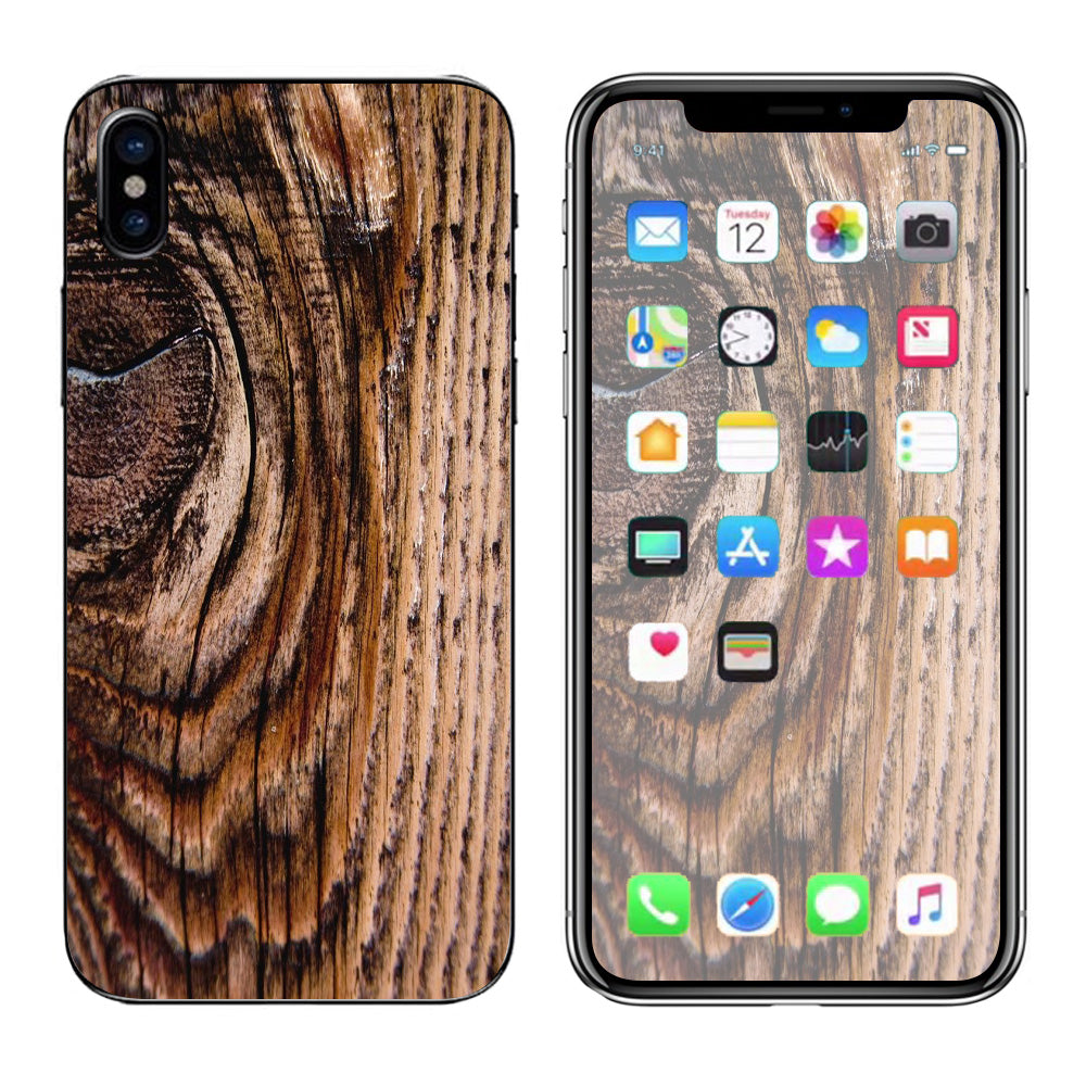  Wood Panel Mahogany Knot Solid Apple iPhone X Skin