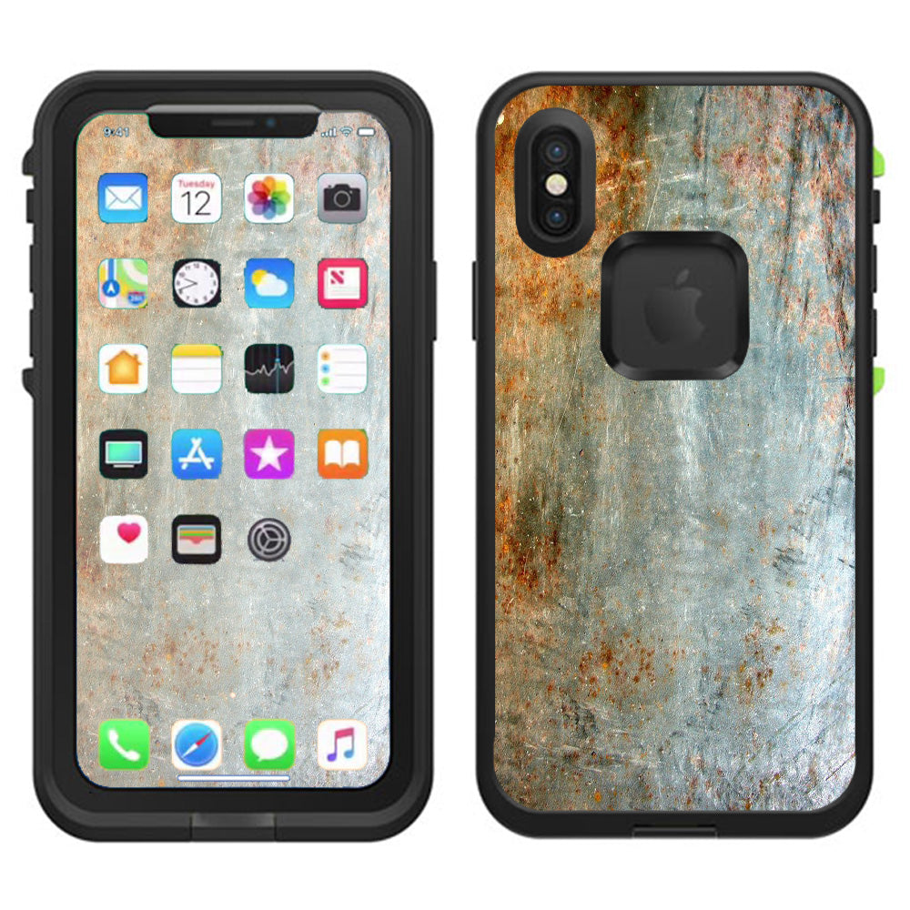  Rusted Steel Metal Plate Grey Lifeproof Fre Case iPhone X Skin