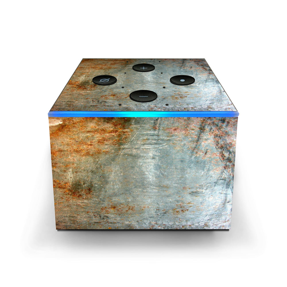  Rusted Steel Metal Plate Grey Amazon Fire TV Cube Skin