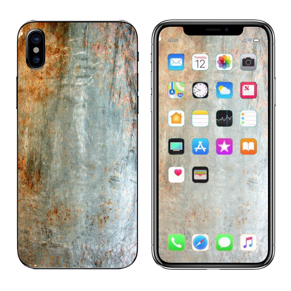  Rusted Steel Metal Plate Grey Apple iPhone X Skin