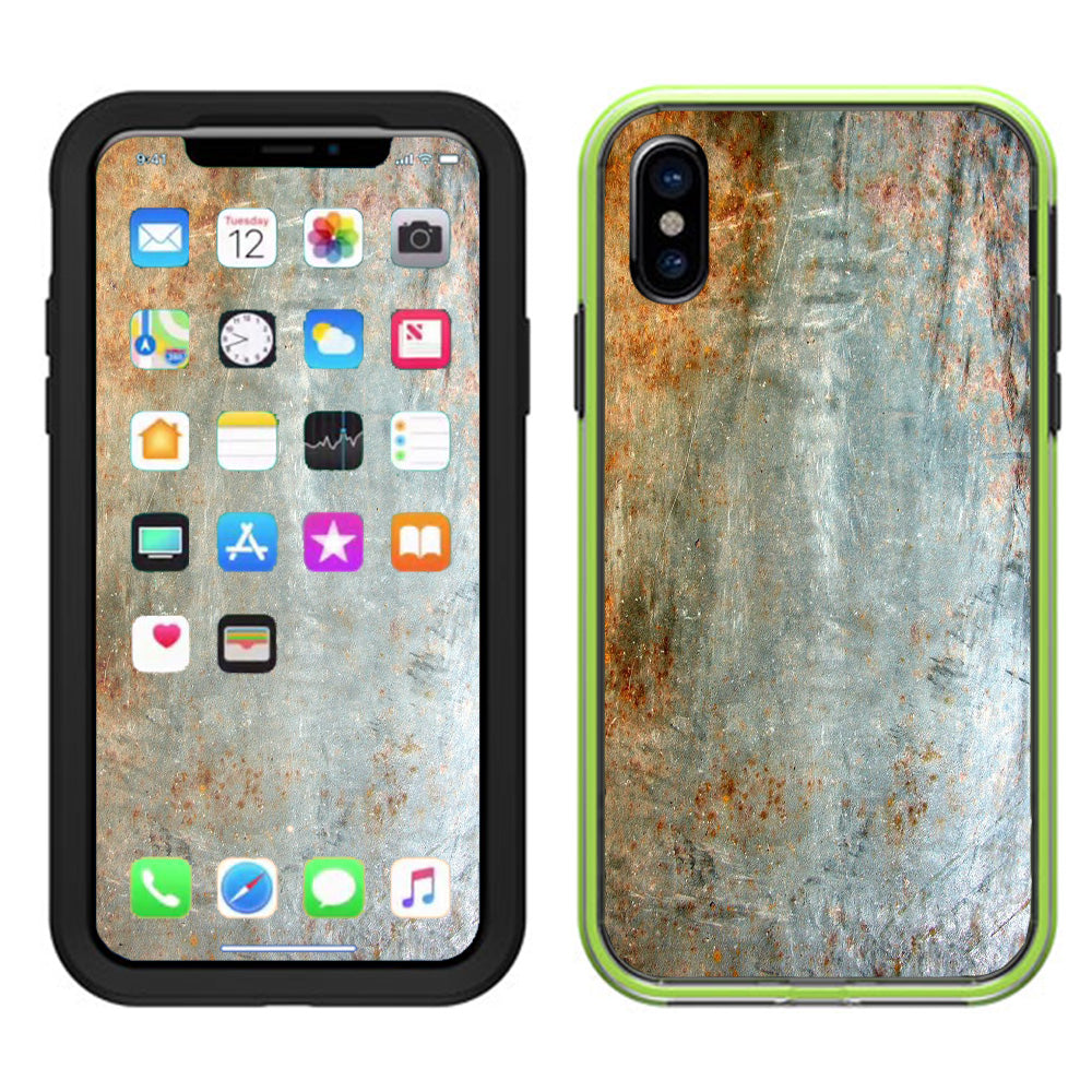  Rusted Steel Metal Plate Grey Lifeproof Slam Case iPhone X Skin