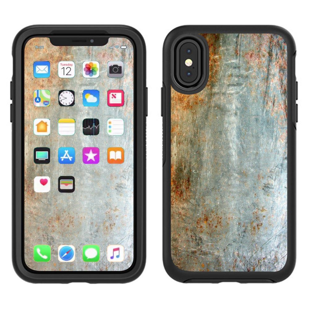  Rusted Steel Metal Plate Grey Otterbox Defender Apple iPhone X Skin
