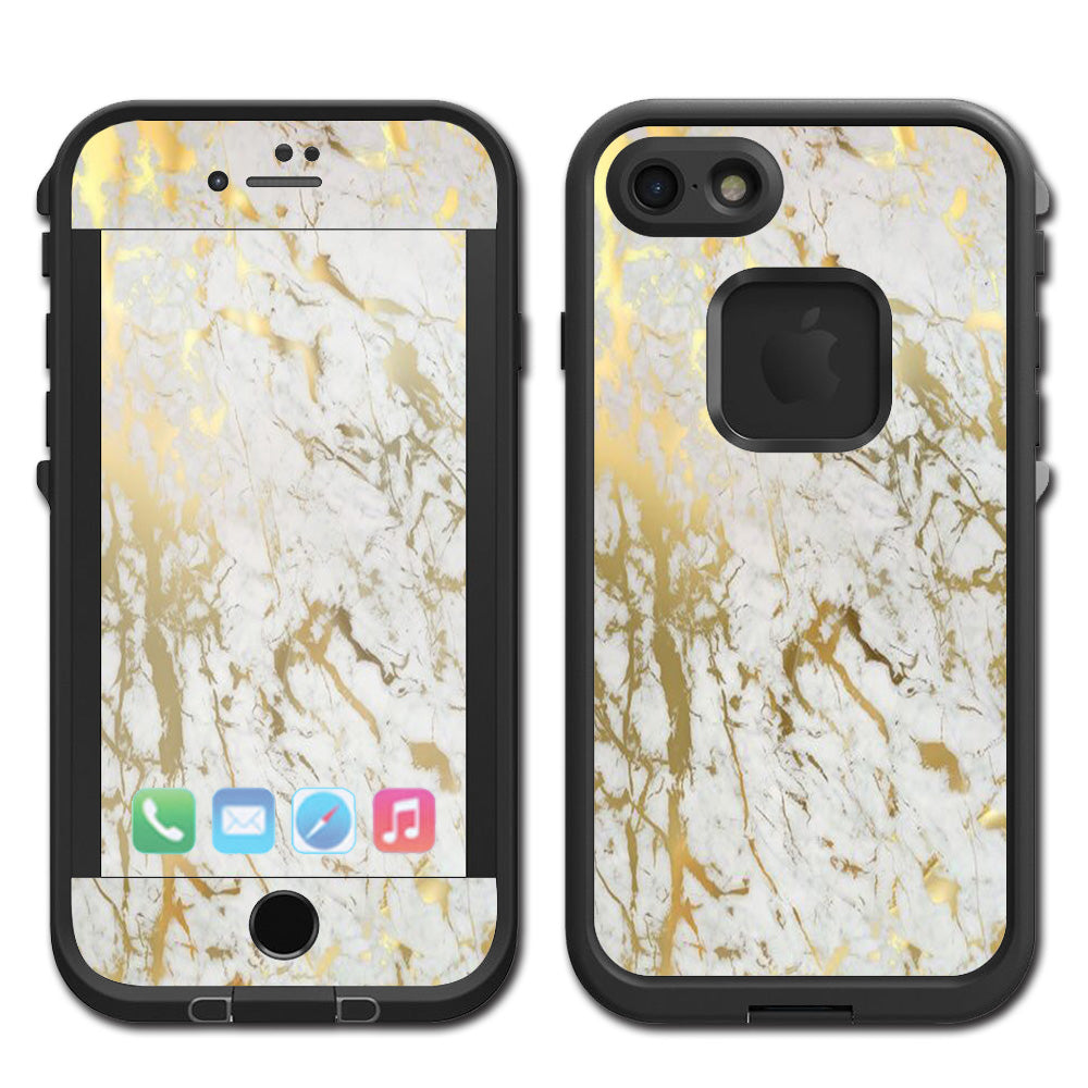  Marble White Gold Flake Granite Lifeproof Fre iPhone 7 or iPhone 8 Skin