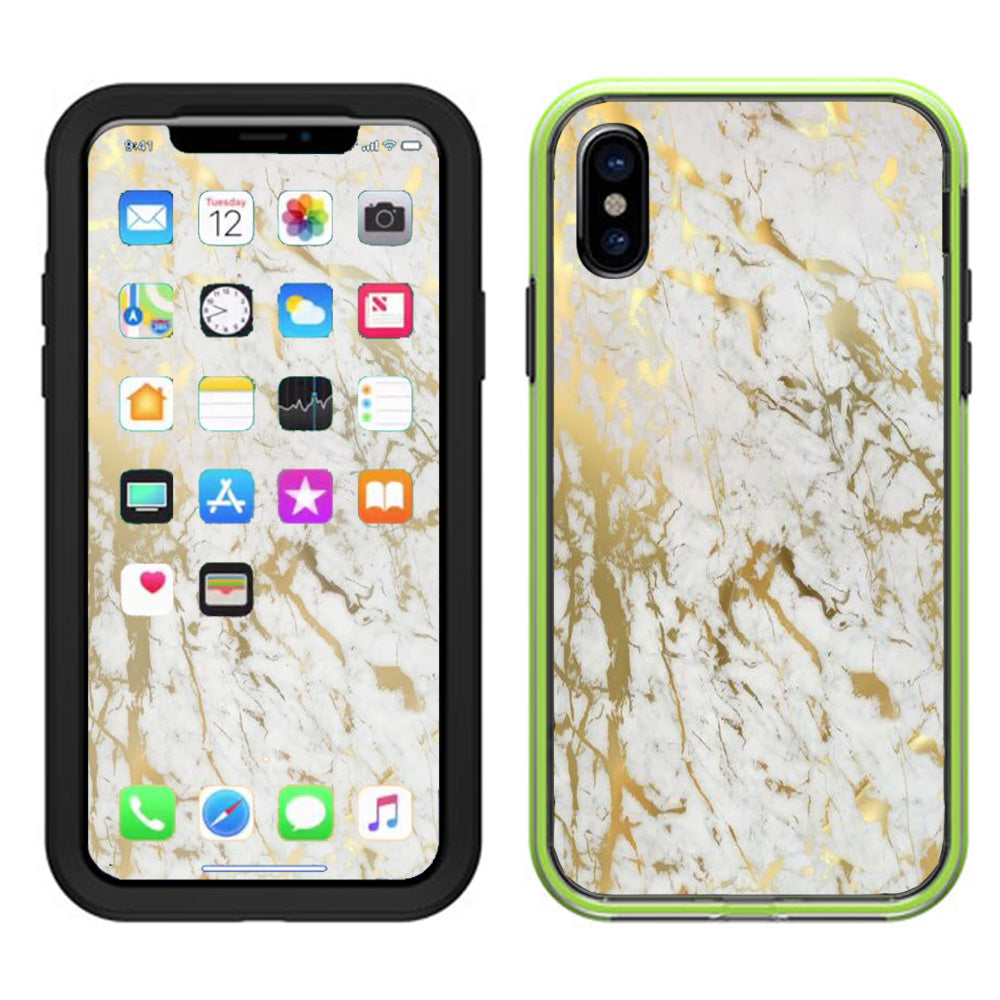  Marble White Gold Flake Granite  Lifeproof Slam Case iPhone X Skin
